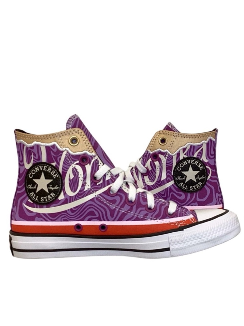 Converse 7 NWOT Willy Wonka Chuck Taylor All Star High Purple Swirl Sneakers
